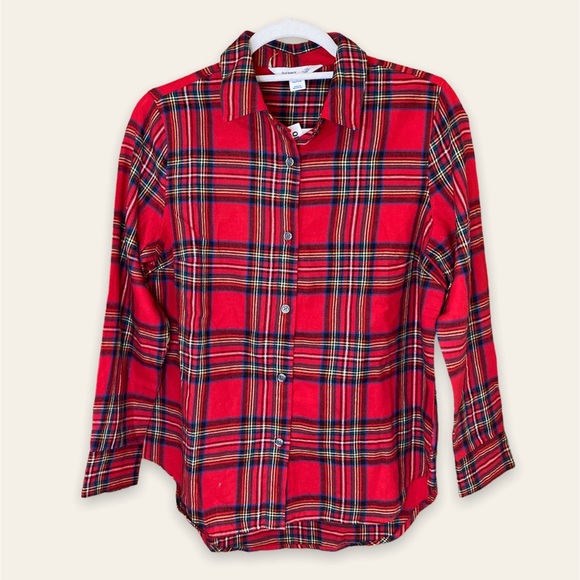 NWT Old Navy Long-Sleeve Red Plaid Flannel Shirt Size S Petite - Picture 1 of 6